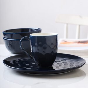 Stone lain Ivy Porcelain Dinnerware Set, 24-Piece Service for 6, Navy Blue