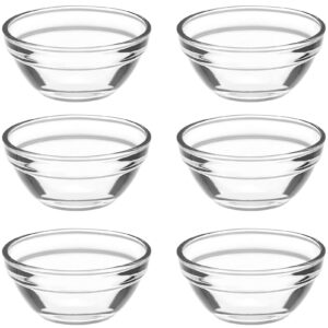 Tofficu 6pcs 2.4×1.2IN Mini Prep Bowls Glass Pudding Bowls Jelly Cups Small Clear Glass Bowls Dessert Containers Kitchen