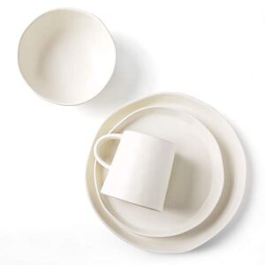 le tauci 4 piece matte glaze dinnerware set, place setting service one person, white