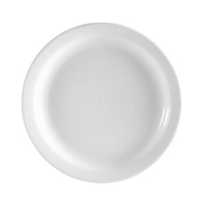 cac china ncn-8 clinton narrow rim 9-inch super white porcelain plate, box of 24