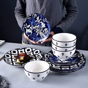 Wisenvoy Dinnerware Sets Plates and Bowls Sets Ceramic Dish Set Plate Set Stoneware Dinnerware Set Dishes Set for 4