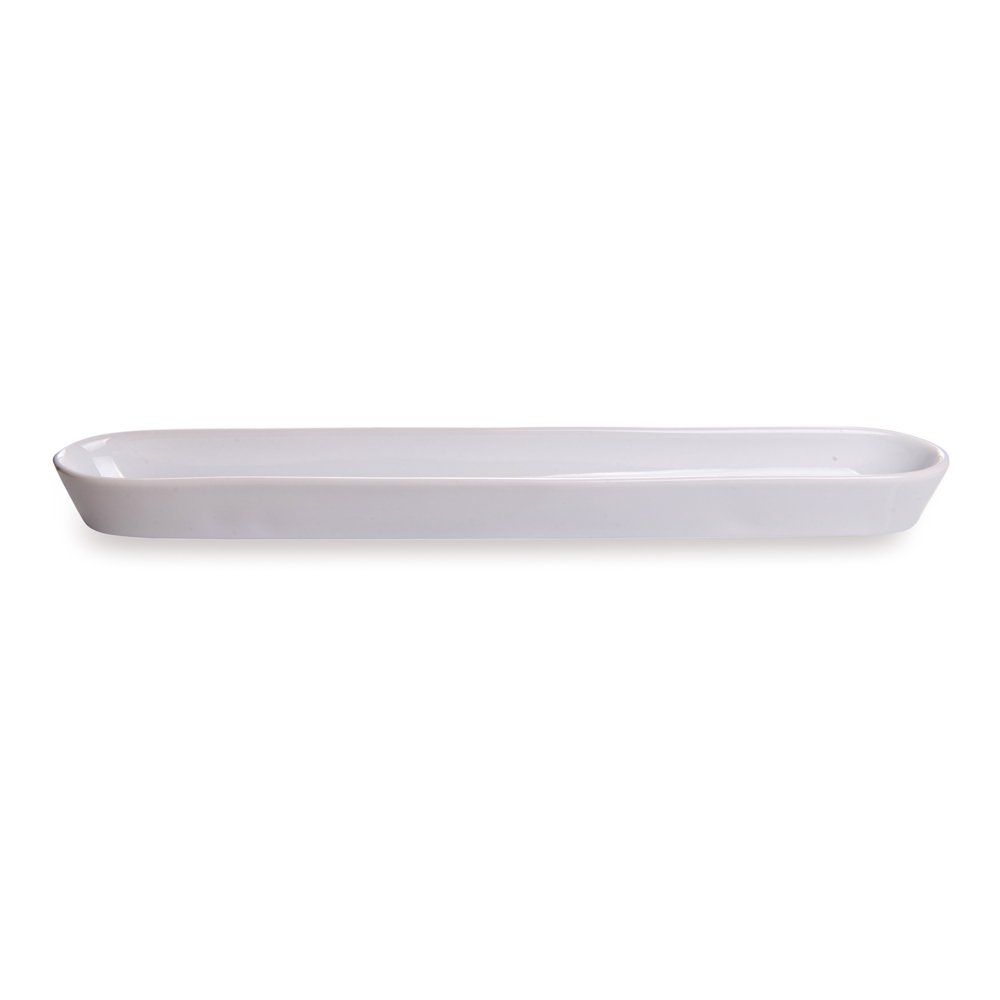 Restaurantware Siluro 12 Inch Olive Tray 1 Narrow Olive Plate - Microwave-Safe Oven-Safe White Porcelain Narrow Serving Tray Chip-Resistant For Olives Or Cheeses