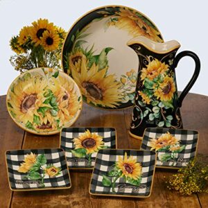 Certified International Sunflower Fields 6" Canape/Lucheon Plates, Assorted Designs, Small, Set of 4