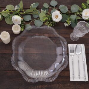 Efavormart 6 Pack 13" Clear Acrylic Round Baroque Charger Plates Dinner Charger Plates For Weddings Events