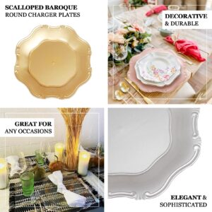 Efavormart 6 Pack 13" Clear Acrylic Round Baroque Charger Plates Dinner Charger Plates For Weddings Events