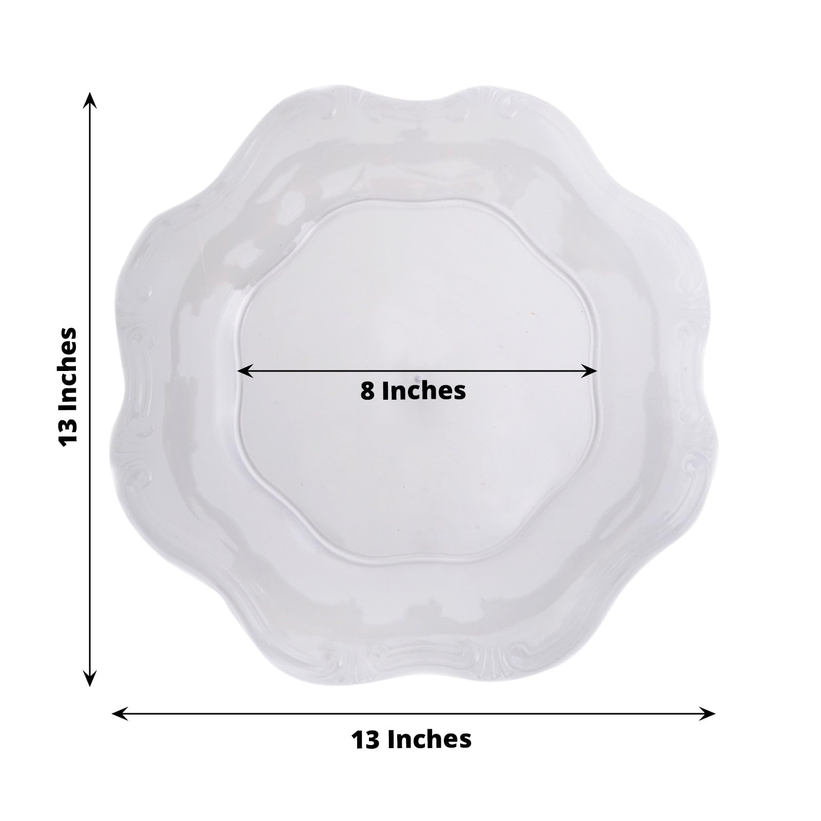 Efavormart 6 Pack 13" Clear Acrylic Round Baroque Charger Plates Dinner Charger Plates For Weddings Events