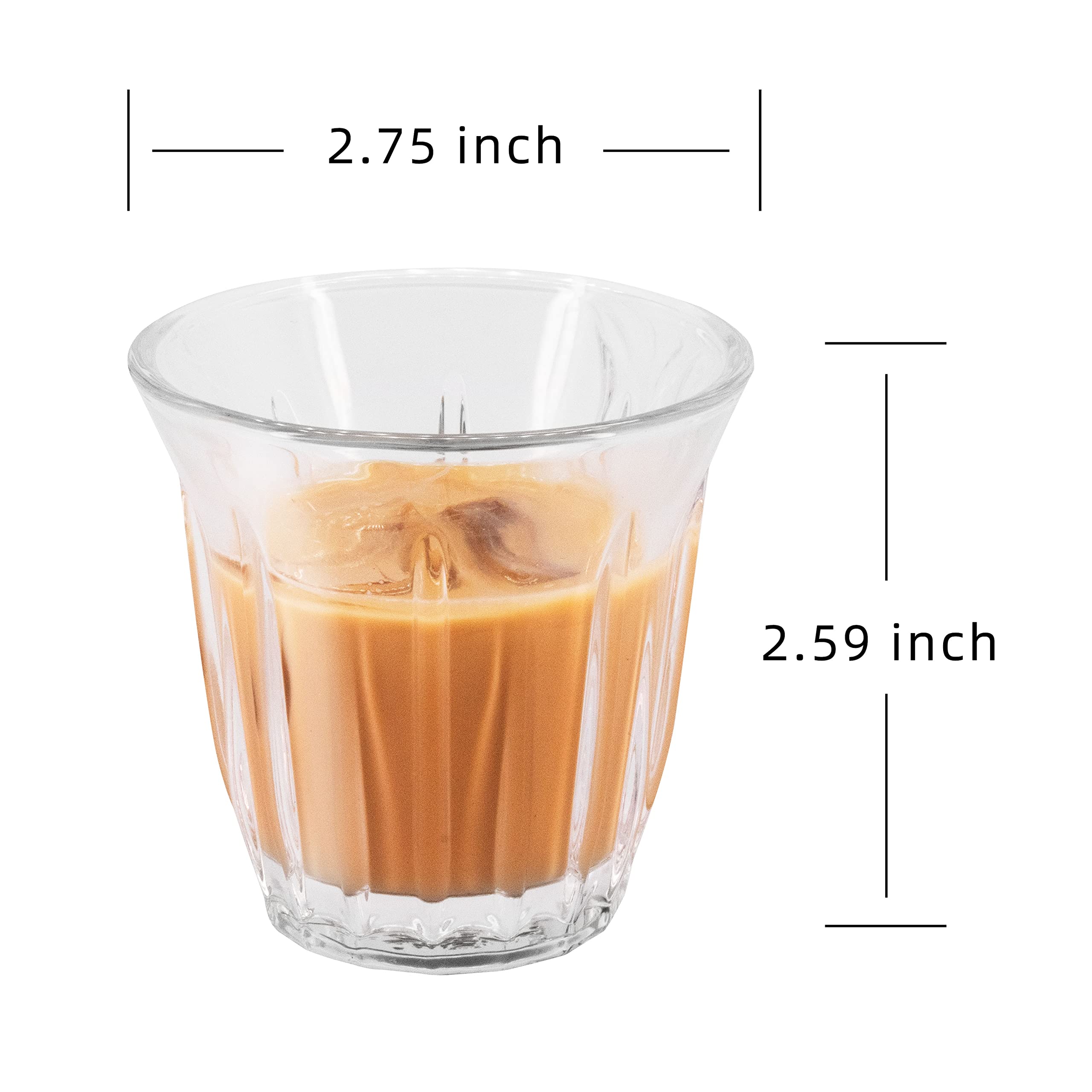 Aijohnny Espresso Cups Set of 2 Clear Glass Cups 3oz for Coffee/Milk, Coffee Mugs Insulated Shot Glasses Regular Espresso Accessories in Kitchen/Office/Bar, Easy to Clean (3oz-2 Pack)
