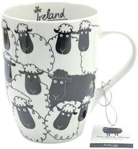 ireland black and white sheep porcelain mug