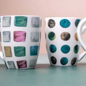 MACHUMA Set of 4 11.5oz Marble Patterns Coffee Mugs, Ceramic Tea Cup Set.