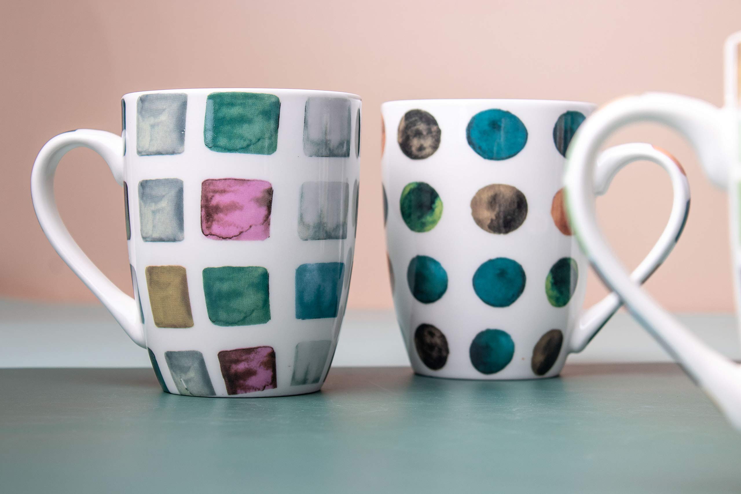 MACHUMA Set of 4 11.5oz Marble Patterns Coffee Mugs, Ceramic Tea Cup Set.