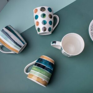 MACHUMA Set of 4 11.5oz Marble Patterns Coffee Mugs, Ceramic Tea Cup Set.