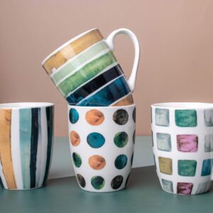 MACHUMA Set of 4 11.5oz Marble Patterns Coffee Mugs, Ceramic Tea Cup Set.