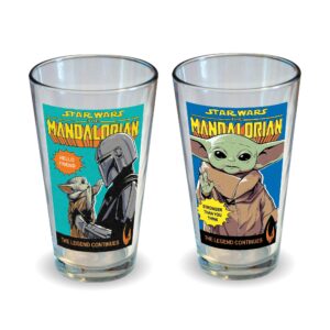 icup star wars mandalorian: the child comic covers pint glass set 2 pack (packaged)