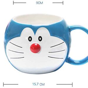 Coffee Milk Tea Ceramic Cup, Doraemon Cartoon Ceramic Cup, Faith Cup, Water Cup, Breakfast Cup, Tea Cup, Milk, Cola, Beer, Cool Drink Cup, Blue (A)