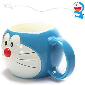 Coffee Milk Tea Ceramic Cup, Doraemon Cartoon Ceramic Cup, Faith Cup, Water Cup, Breakfast Cup, Tea Cup, Milk, Cola, Beer, Cool Drink Cup, Blue (A)