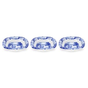 spode blue italian collection dip dishes | set of 3 mini dipping bowls for serving sauces and side dishes | made of fine porcelain | dishwasher and microwave safe | blue/white
