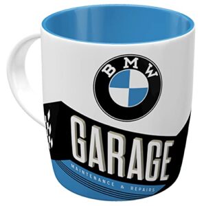 nostalgic-art retro coffee mug, bmw – garage – gift idea for car accessories fans, large ceramic cup, vintage design, 11.2 oz
