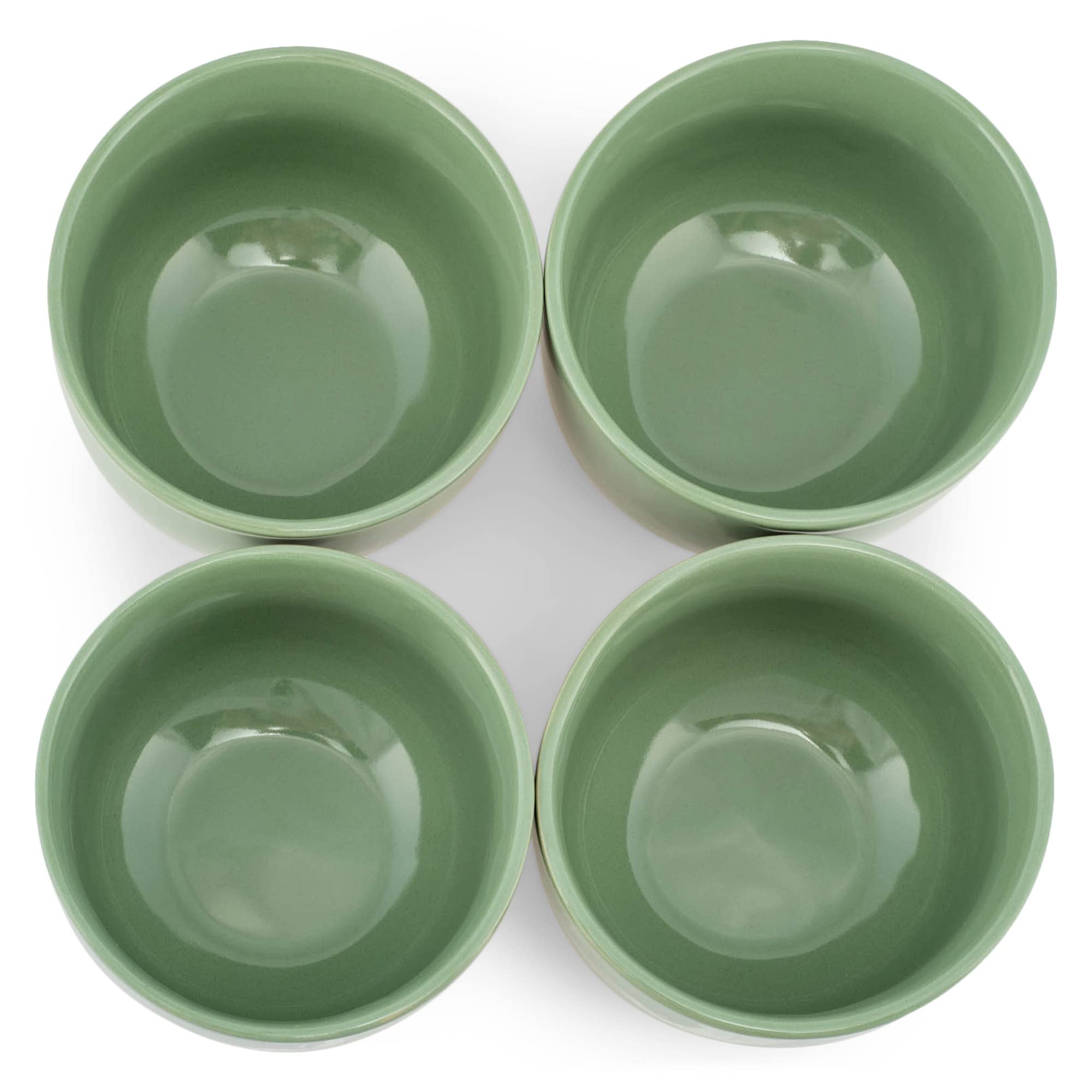 Elanze Designs Bistro Glossy Ceramic 4 inch Cute and Small Dessert Bowls Set of 4 - Perfect for Everyday uses from Snacks, Ice Cream, Candy and Treats, Sage Green