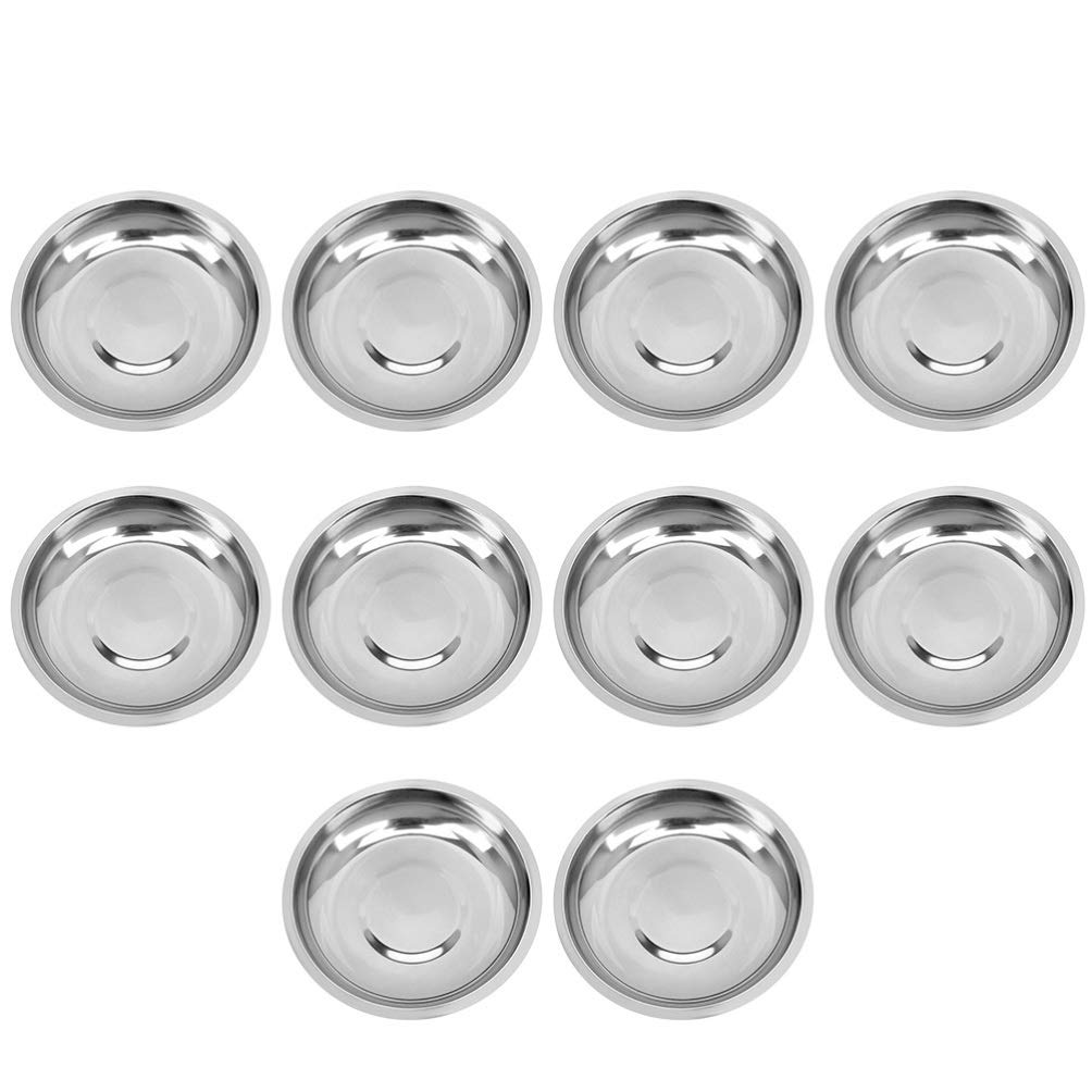 Cabilock 10pcs Stainless Steel Sauce Dish Appetizer Tray Dipping Bowls Seasoning Portion Condiment Tray Sauce Plates for Sauce Ketchup BBQ Sauce Seasoning