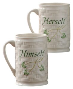 belleek porcelain himself and herself mug set, medium, white