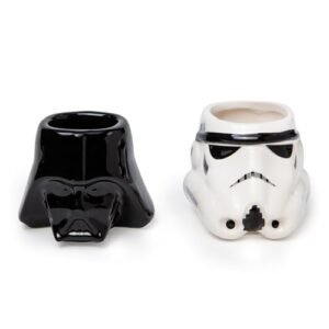silver buffalo star wars darth vader and stormtrooper helmets sculpted mini mugs | set of 2