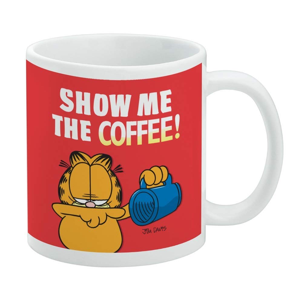 GRAPHICS & MORE Garfield Show me the Coffee! Ceramic Coffee Mug, Novelty Gift Mugs for Coffee, Tea and Hot Drinks, 11oz, White