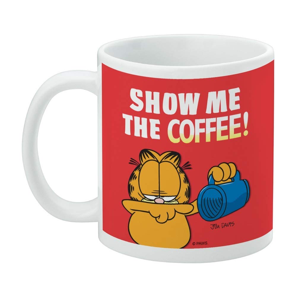 GRAPHICS & MORE Garfield Show me the Coffee! Ceramic Coffee Mug, Novelty Gift Mugs for Coffee, Tea and Hot Drinks, 11oz, White