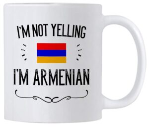 funny armenian gifts. i'm not yelling i'm armenian coffee cups. ceramic mug. armenia proud gift idea featuring the armenian flag. (11 oz white)