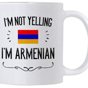 Funny Armenian Gifts. I'm Not Yelling I'm Armenian Coffee Cups. Ceramic Mug. Armenia Proud Gift Idea Featuring The Armenian Flag. (11 oz White)