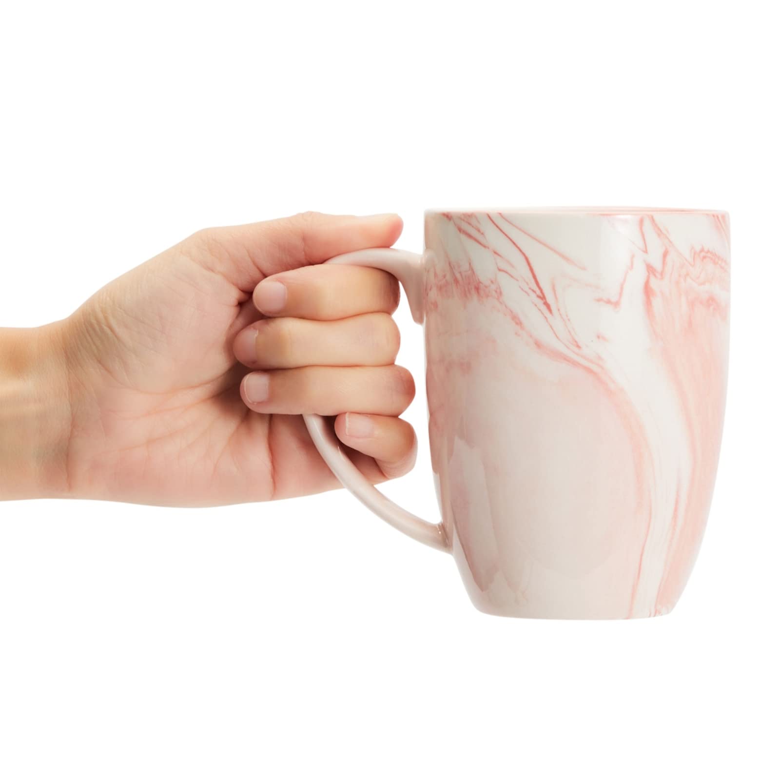 Juvale Set of 4 Pink Marble Ceramic Mugs for Coffee, Hot Cocoa, Tea (16oz)