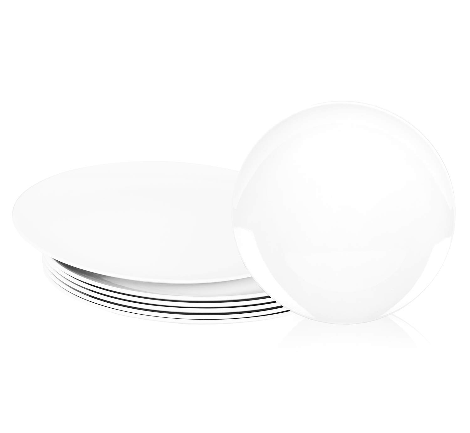 KOXIN-KARLU Melamine Plates, 10.5-inch Dinner Plates Dinnerware Dish, set of 6 White | 100% Melamine, Dishwasher Safe, BPA Free