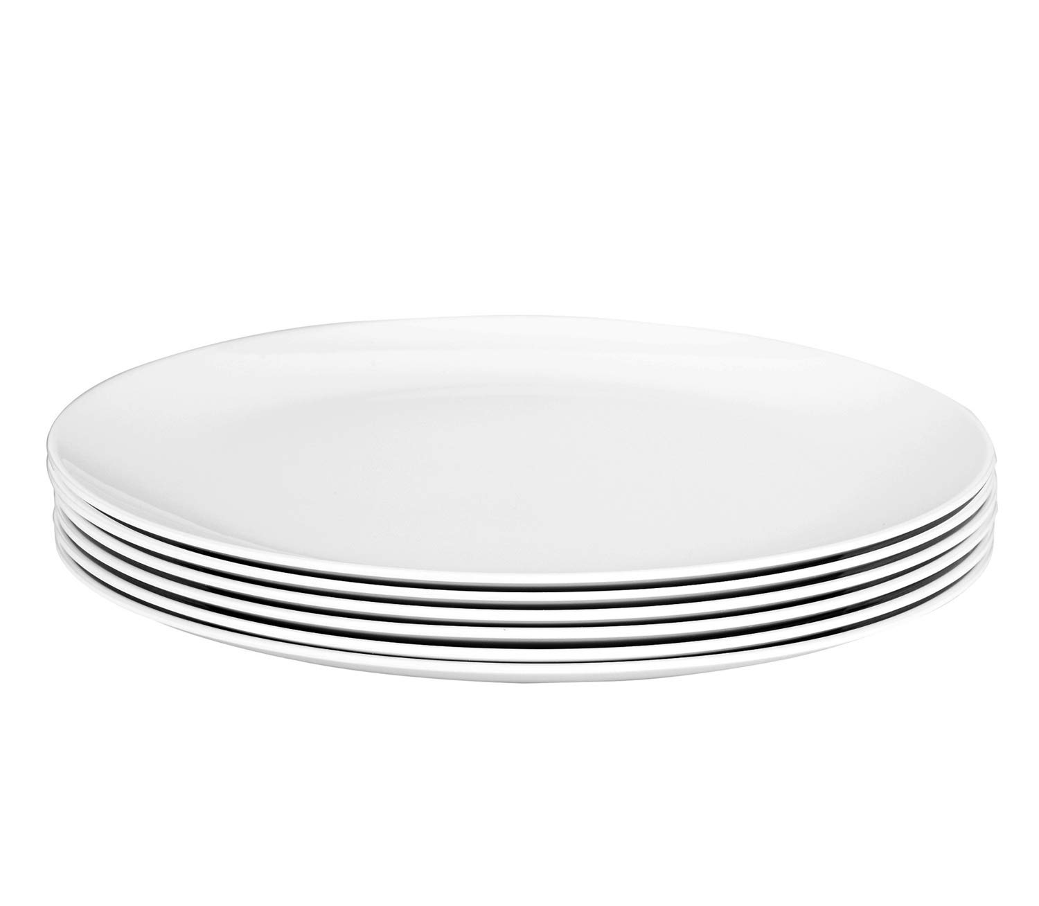 KOXIN-KARLU Melamine Plates, 10.5-inch Dinner Plates Dinnerware Dish, set of 6 White | 100% Melamine, Dishwasher Safe, BPA Free