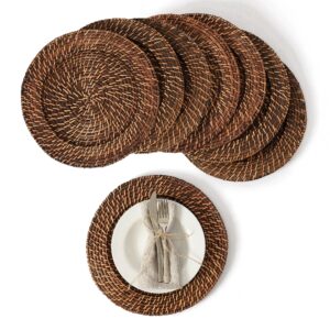 artera wicker rattan charger plates - set of 8, 13 inch round woven plate holder, decorative service plates for home, professional fine dining perfect for events & dinner parties