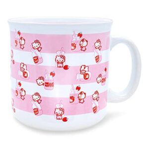 silver buffalo sanrio hello kitty strawberry milk ceramic camper mug | holds 20 ounces
