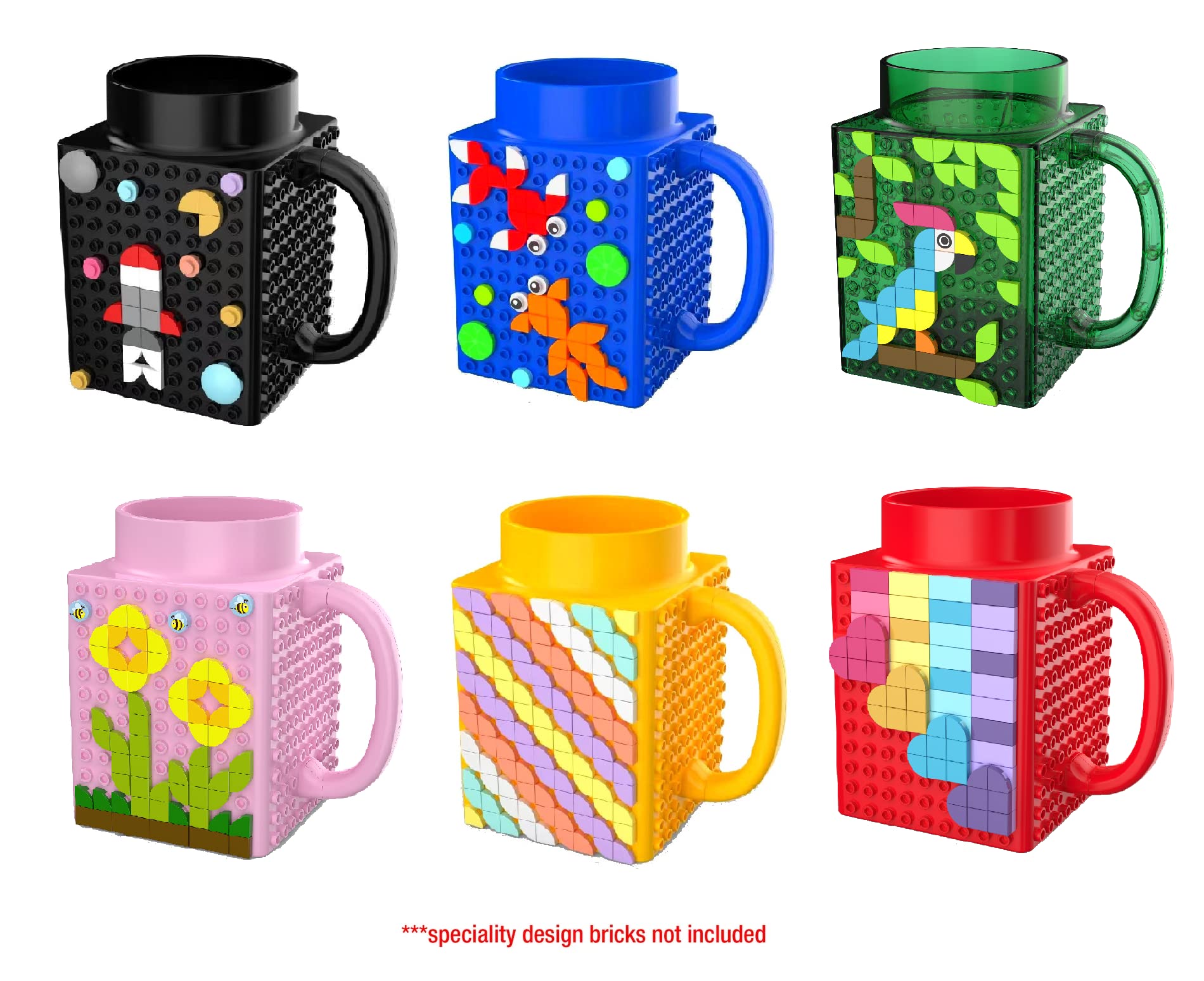 IndieBrick build-on brick cup coffee mug compatible with Lego Building Blocks GREEN