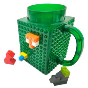 IndieBrick build-on brick cup coffee mug compatible with Lego Building Blocks GREEN