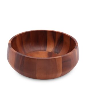 arthur court acacia wood serving bowl for fruits or salads modern round shape style 4.5 inch tall x 11 inch diameter wooden single bowl