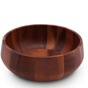 Arthur Court Acacia Wood Serving Bowl for Fruits or Salads Modern Round Shape Style 4.5 inch Tall x 11 inch Diameter Wooden Single Bowl