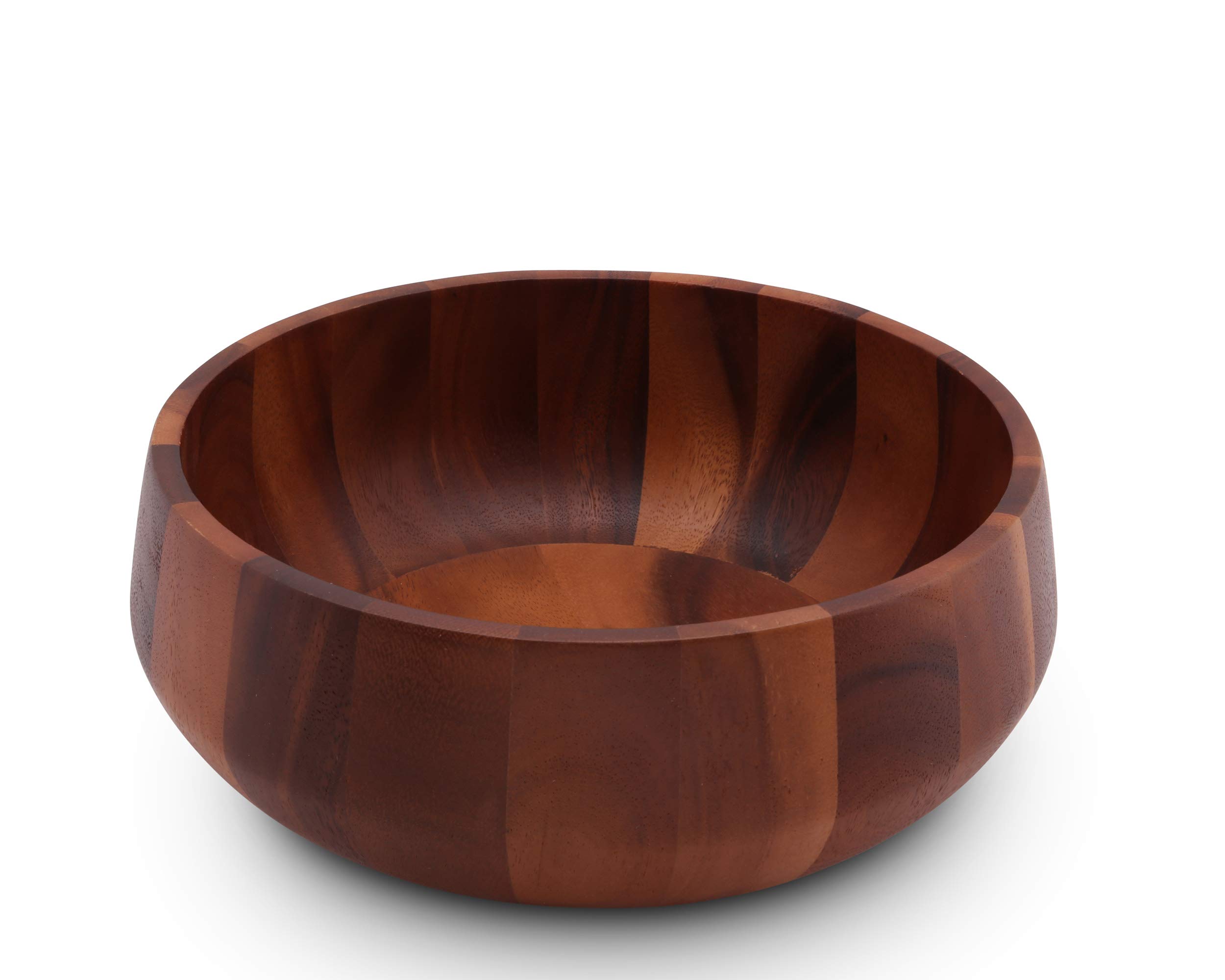 Arthur Court Acacia Wood Serving Bowl for Fruits or Salads Modern Round Shape Style 4.5 inch Tall x 11 inch Diameter Wooden Single Bowl