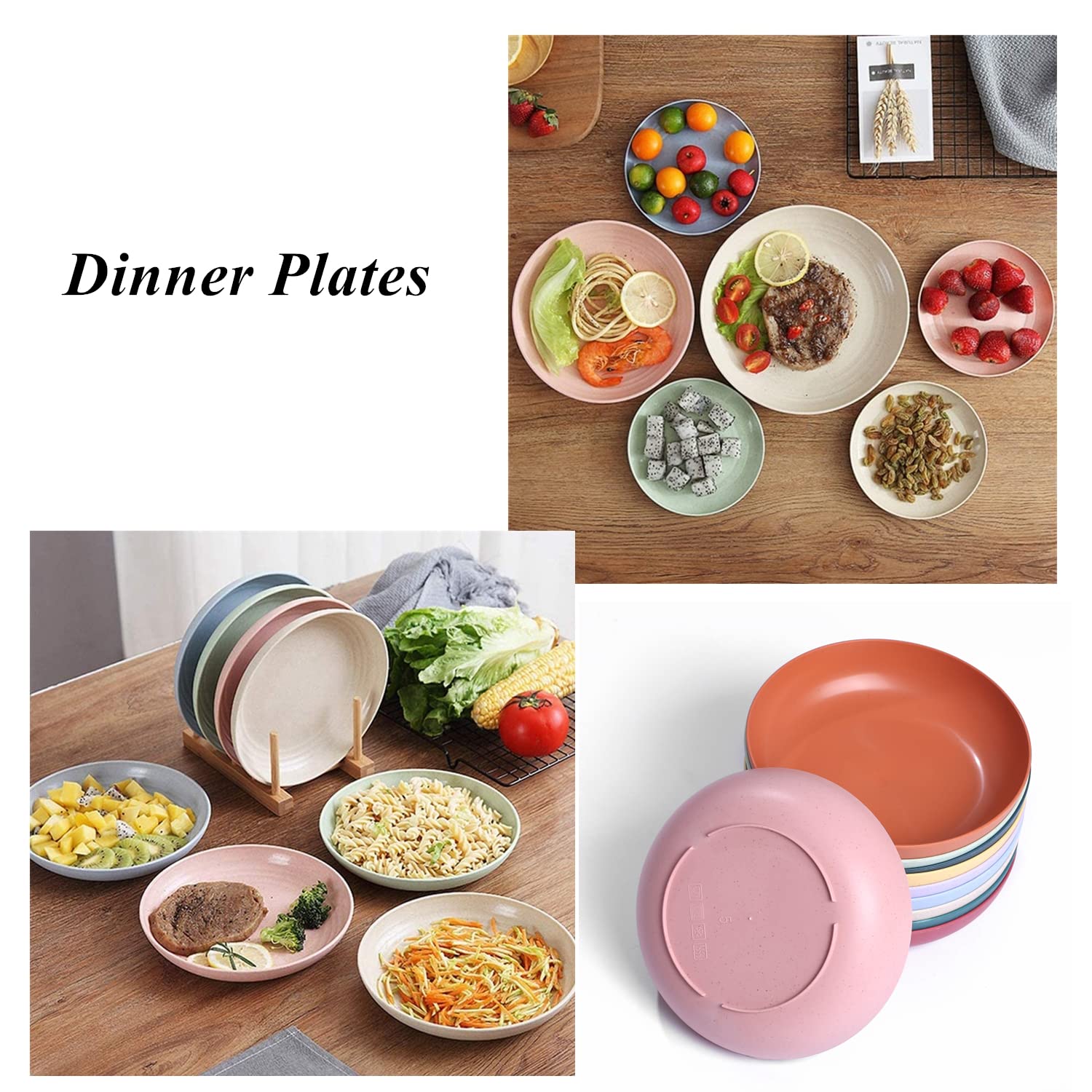 WANBY Lightweight Wheat Straw Cereal Plates Unbreakable Dinner Dishes Plates Set Dishwasher & Microwave Safe (Plates 10 Pack 5.6')