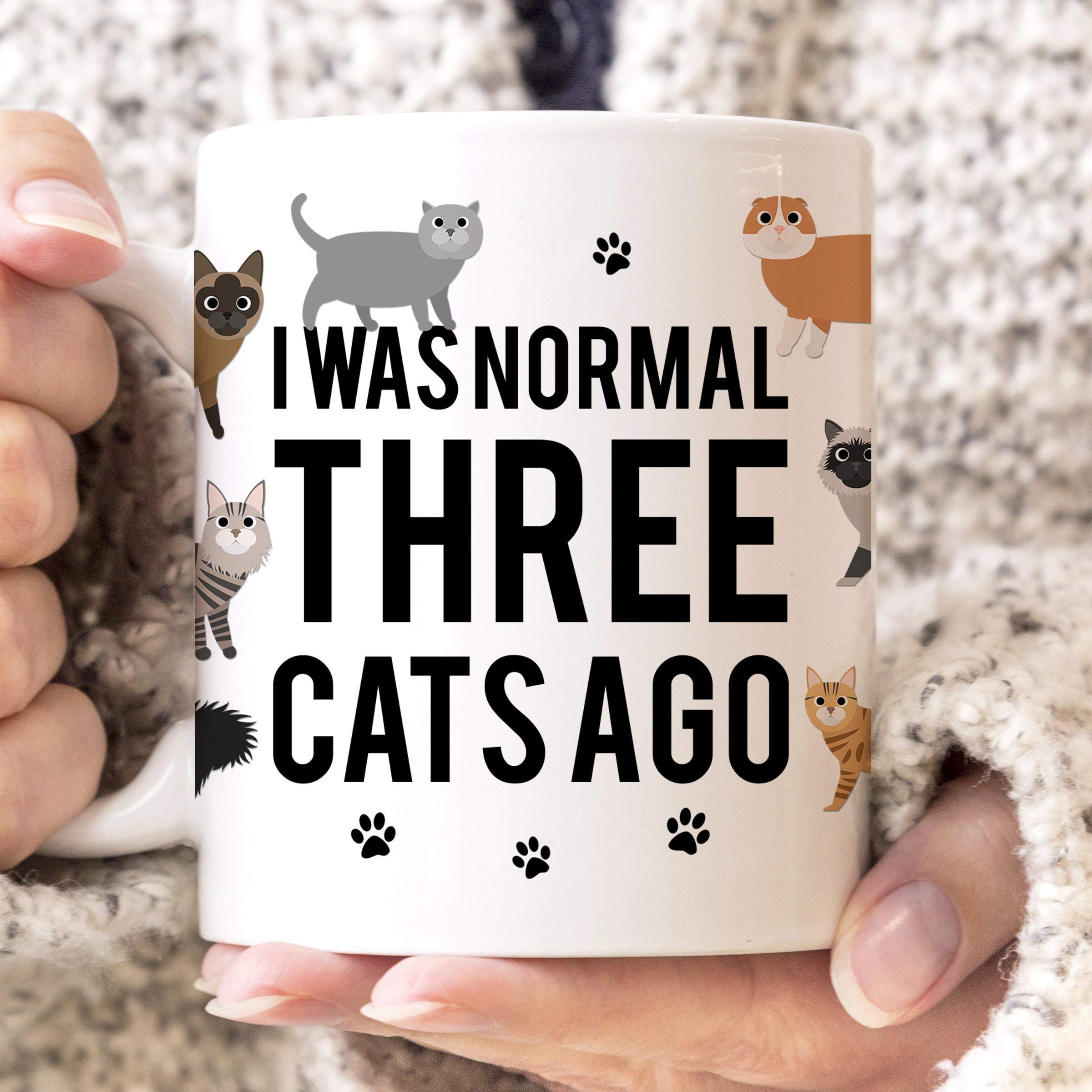 I Was Normal Three Cats Ago Coffee Mug Funny Gift Microwave Dishwasher Safe Ceramic Cup