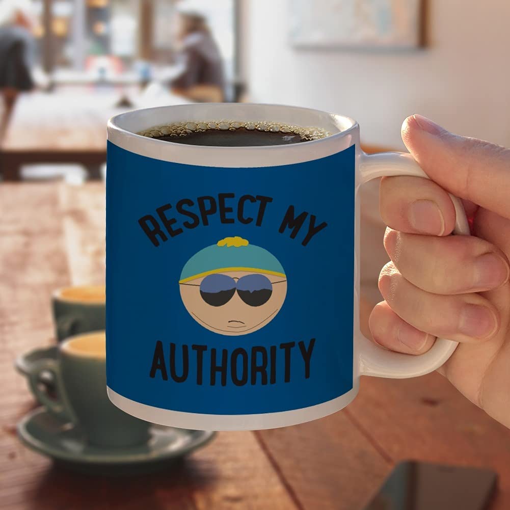 GRAPHICS & MORE South Park Cartman Respect my Authority Ceramic Coffee Mug, Novelty Gift Mugs for Coffee, Tea and Hot Drinks, 11oz, White