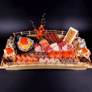 WINIAER Wooden Arch Bridge Sushi Boat Serving Tray, Sushi Bridge Serving Plate Sushi Tray Serving Boat Plate Food Platter for Restaurant or Home (38 x 19 x 13cm / 14.9 x 7.4 x 5.1inch)