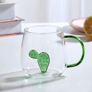 Dreamstall Cactus Cup Coffee & Tea Mug Cute Succulent Borosilicate Glass Cup with Handle 3D Shape 16 oz Plant Lover Gift (Saguaro)