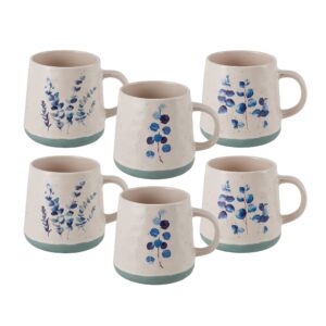 pfaltzgraff floral matte mugs, 6 count (pack of 1), multicolor