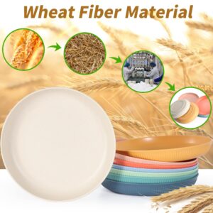 becutlery 8 PACK 9 Inches Lightweight Wheat Straw Plates,Wheat Straw Fiber Lightweight Unbreakable Dinner Plates, Microwave and Dishwasher Safe, Plates Easy to Clean & Reusable