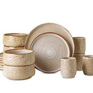 Stone by Mercer Project SHOSAI Stoneware 16-Piece Dinnerware Set, Sand