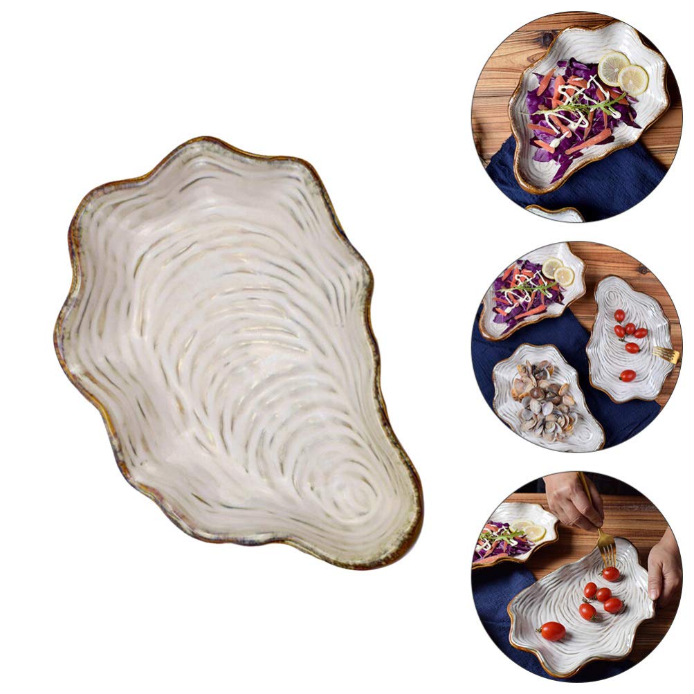 Cabilock Candy Bowl Sea Shell Plate Ceramic Appetizer Plate Dessert Plate Dinner Plate Pasta Bowl Food Serving Tray for Fruit Salad Dessert Candy Tray