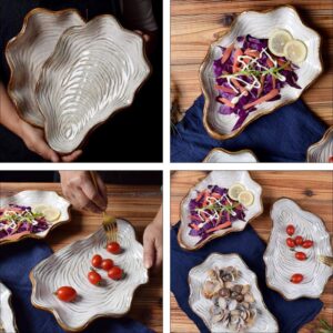 Cabilock Candy Bowl Sea Shell Plate Ceramic Appetizer Plate Dessert Plate Dinner Plate Pasta Bowl Food Serving Tray for Fruit Salad Dessert Candy Tray