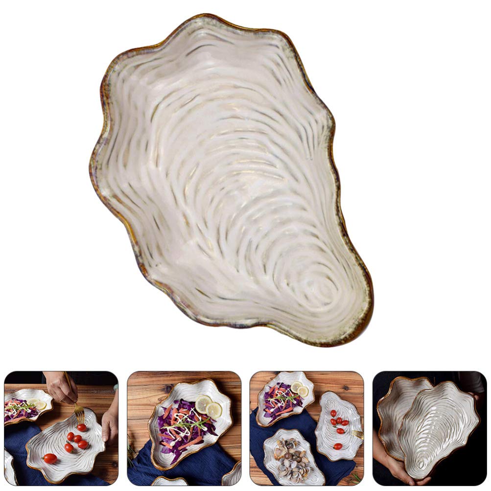 Cabilock Candy Bowl Sea Shell Plate Ceramic Appetizer Plate Dessert Plate Dinner Plate Pasta Bowl Food Serving Tray for Fruit Salad Dessert Candy Tray